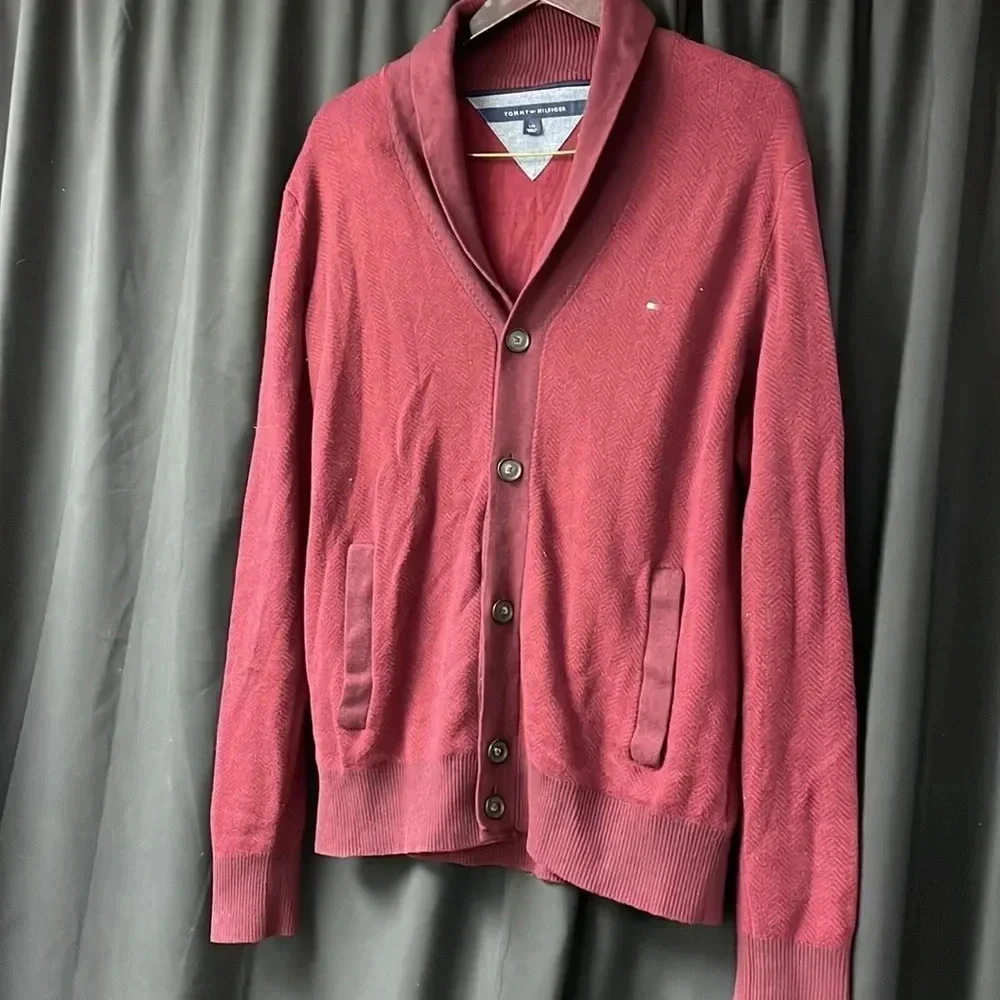 Red/Maroon Tommy Hilfiger Cardigan‎ Sweater L